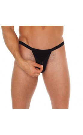 Mens Black Pouch GString With Zipper