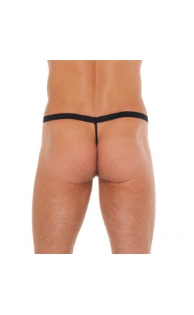 Mens Black GString With Red Elephant Animal Pouch