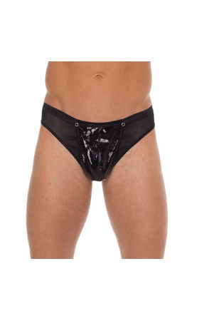 Mens Black GString With PVC Pouch