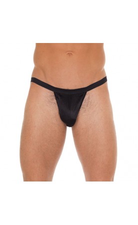 Mens Black GString With Black Pouch