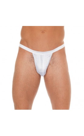 Mens White GString With Small White Pouch