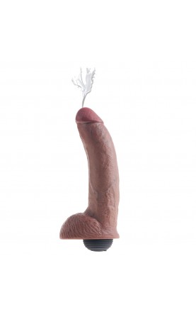 King Cock 9 Inch Squirting Cock With Balls Brown