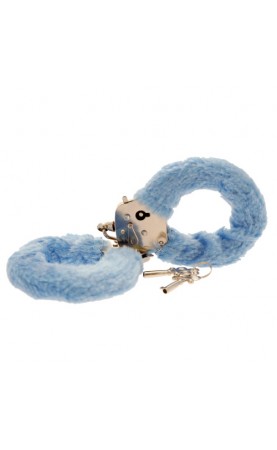 Toy Joy Furry Fun Hand Cuffs Pale Blue Plush