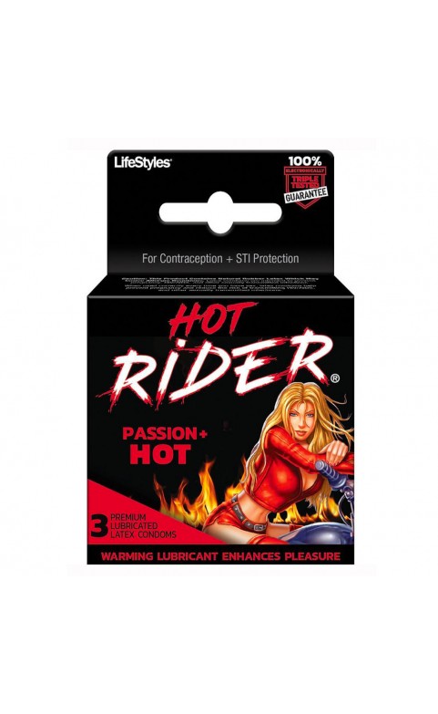 Hot Rider Passion Hot Latex Condoms 3pk
