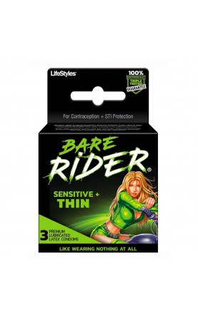 Bare Rider Sensitive Thin Latex Condoms 3pk