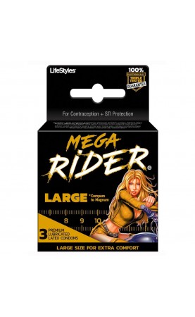Mega Rider Large Latex Condoms 3pk