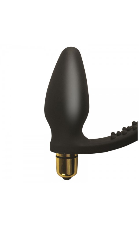 Rocks Off 7 Speed ROZen Cockring And Anal Plug Black