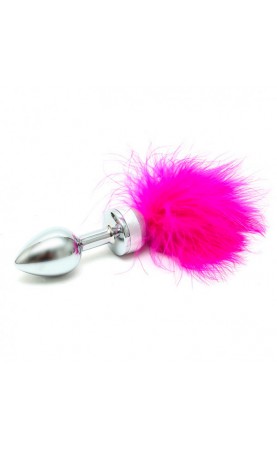 Small Butt Plug With Pink Feathers