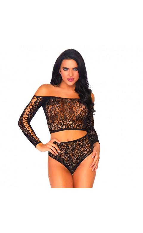 Leg Avenue 2 Piece Lace Top And Thong One Size 8 to 14