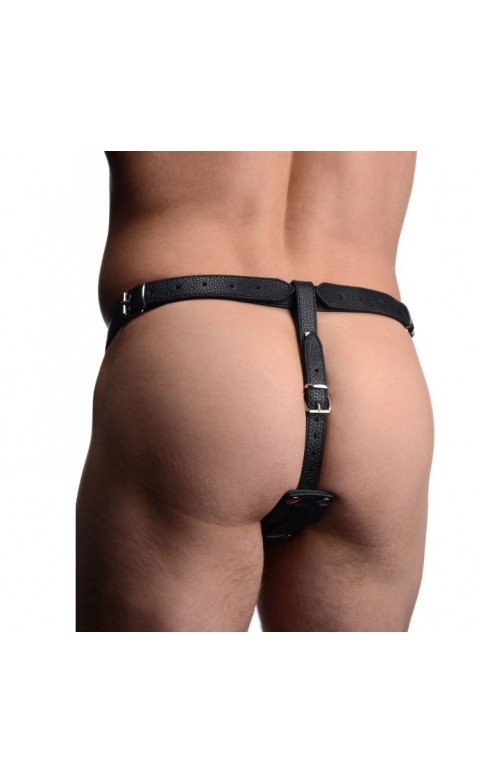 Strict Male Cock Ring Harness with Silicone Anal Plug