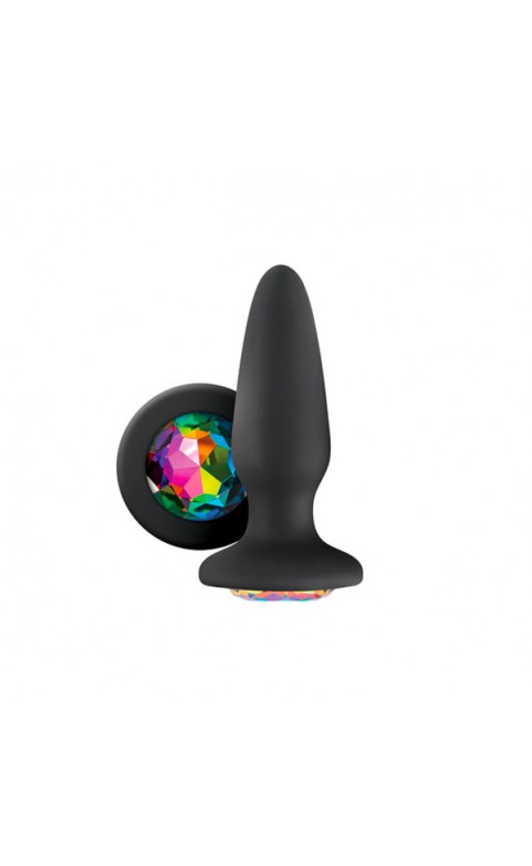 Glams Silicone Rainbow Gem Butt Plug Black