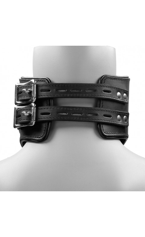 Heavy Duty Black Leather Padded Posture Collar