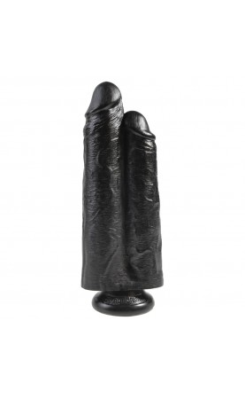 King Cock Two Cocks One Hole 9 Inch Black Dildo