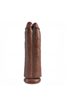 King Cock Two Cocks One Hole 11 Inch Brown Dildo