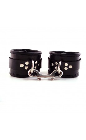 Rouge Garments Black Leather Ankle Cuffs With Piping