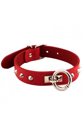 Rouge Garments Red Studded ORing Studded Collar