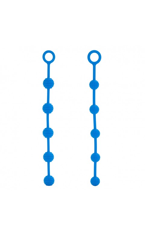Pair Of Silicone O Anal Beads Blue