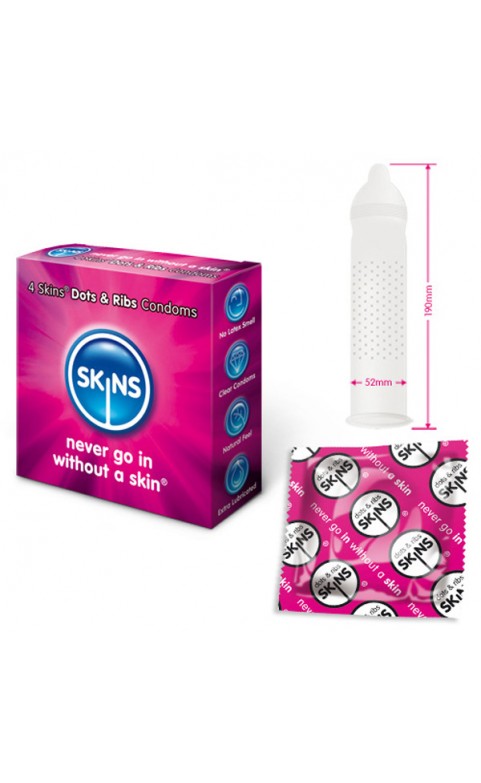 Skins Condoms Dots And Ribs 4 Pack