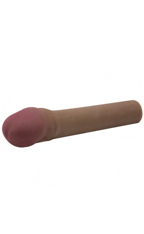 CyberSkin Vibrating 2 Inch Penis Extension Brown