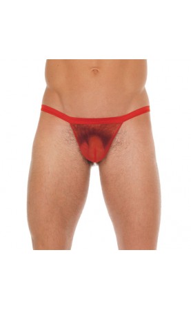 Mens Red Mesh Pouch And GString