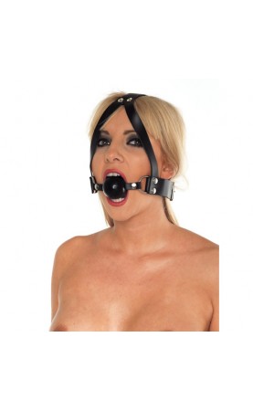 Leather Ball Gag And Head Harness