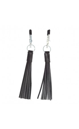 Nipple Clamps With Black Leather Tassels