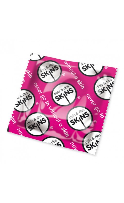 Skins Dots And Ribs Condoms x50 (Pink)