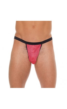Mens Black GString With Pink Pouch