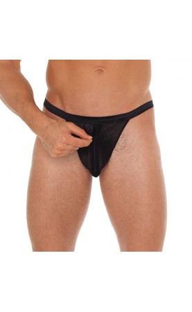 Mens Black GString With Pouch