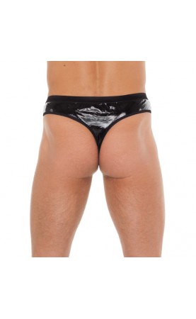 Mens Black GString With PVC Pouch