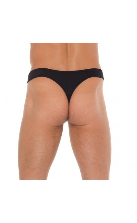 Mens Black GString With Zipper On Pouch