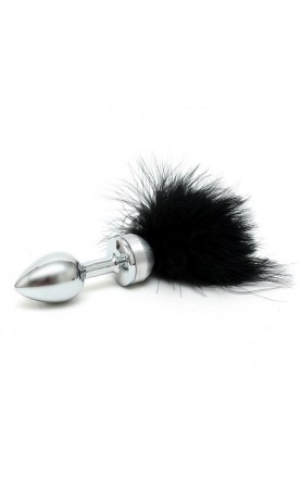 Small Butt Plug With Black Feathers