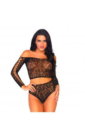 Leg Avenue 2 Piece Lace Top And Thong One Size 8 to 14