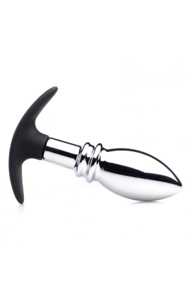 Master Series Dark Stopper Metal And Silicone Anal Plug