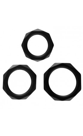 Rock Rings The Cocktagon lll 3 Pack Black Cock Rings
