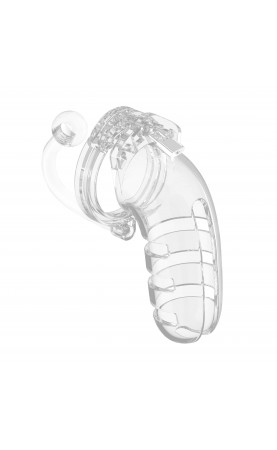 Man Cage 12  Male 5.5 Inch Clear Chastity Cage With Anal Plug