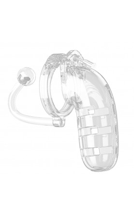 Man Cage 12  Male 5.5 Inch Clear Chastity Cage With Anal Plug