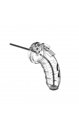 Man Cage 16 Male 4.5 Inch Clear Chastity Cage With Urethal Sound