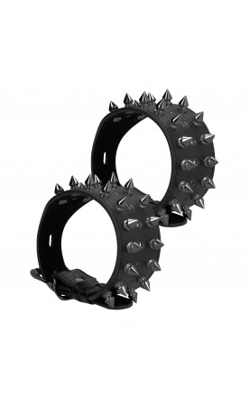 Ouch Skulls And Bones Black Ankle Cuffs With Spikes