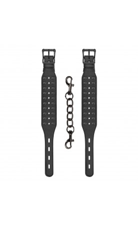 Ouch Skulls And Bones Black Ankle Cuffs With Spikes