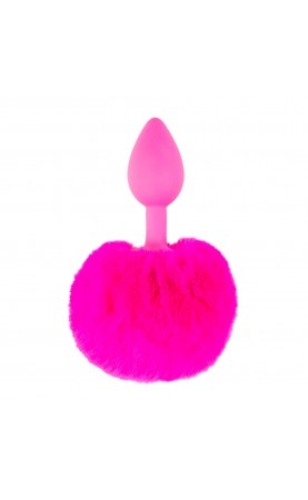 Neon Pink Bunny Tail Mini Butt Plug