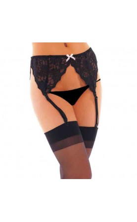 Black Suspenderbelt With Stockings And Bow