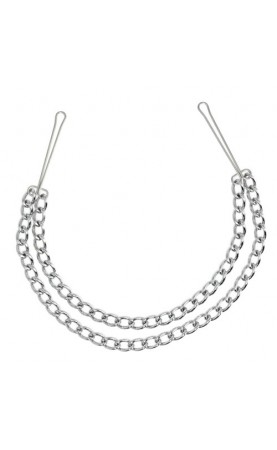 Silver Nipple Clamps With Double Chain